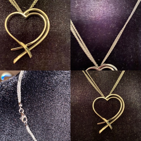 White Gold Unique Heart Necklace ❤️ - Picture 3 of 12
